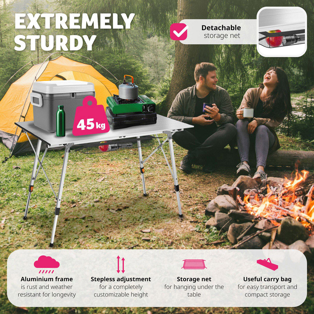 tectake Silver Adjustable and Foldable Camping Table Bastian Image 7