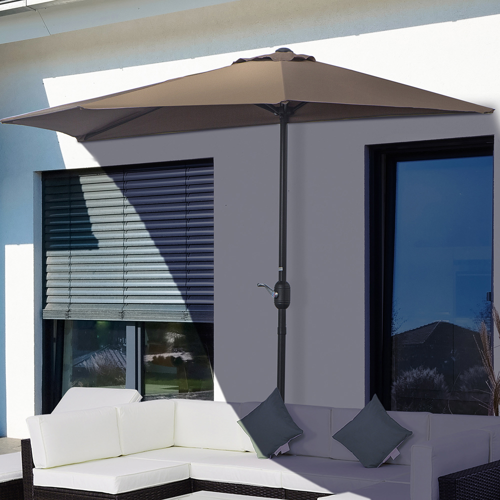 Outsunny Brown Balcony Half Parasol 2.7m Image 2