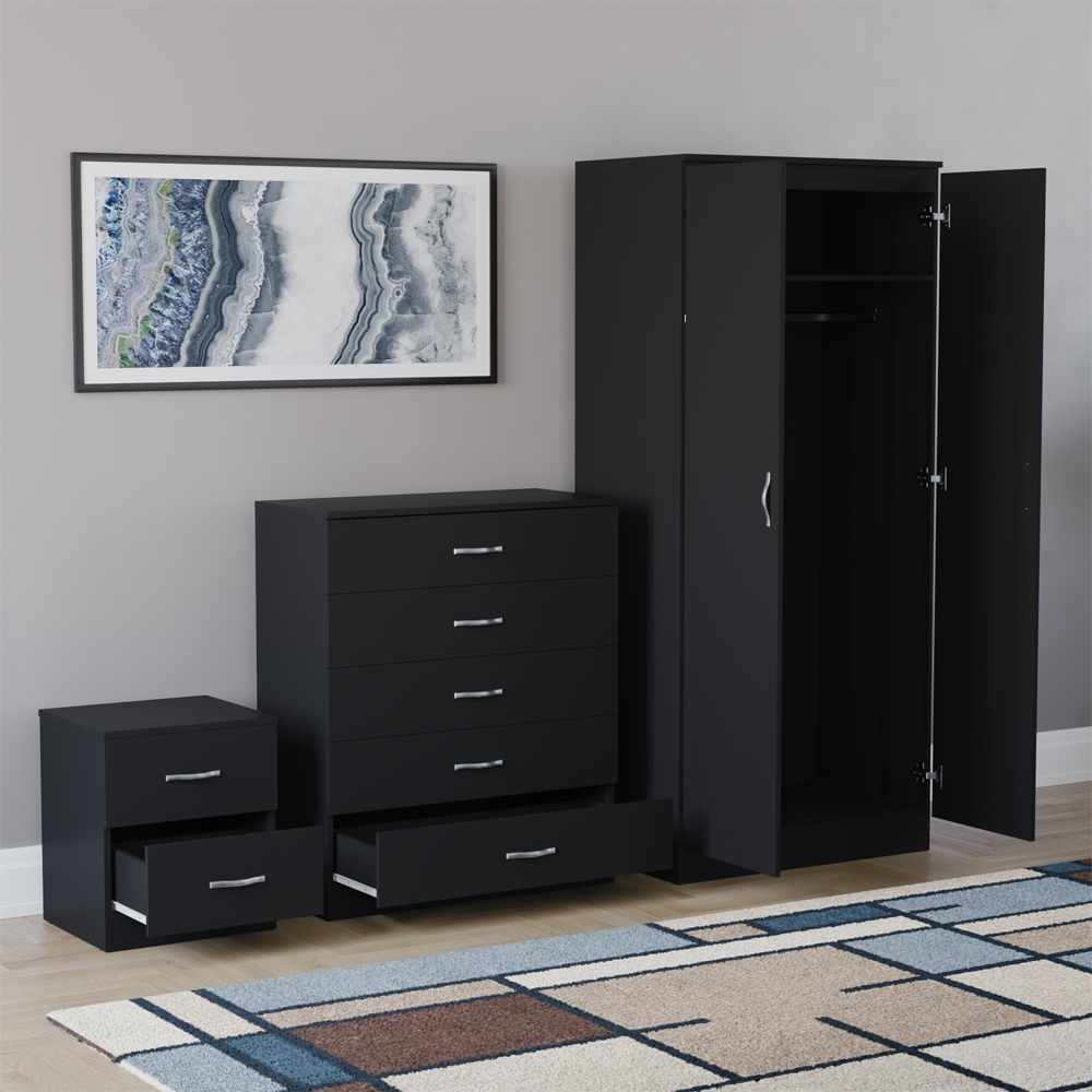 VIDA DESIGNS Riano Black 3 Piece Bedroom Furniture Set Image 4