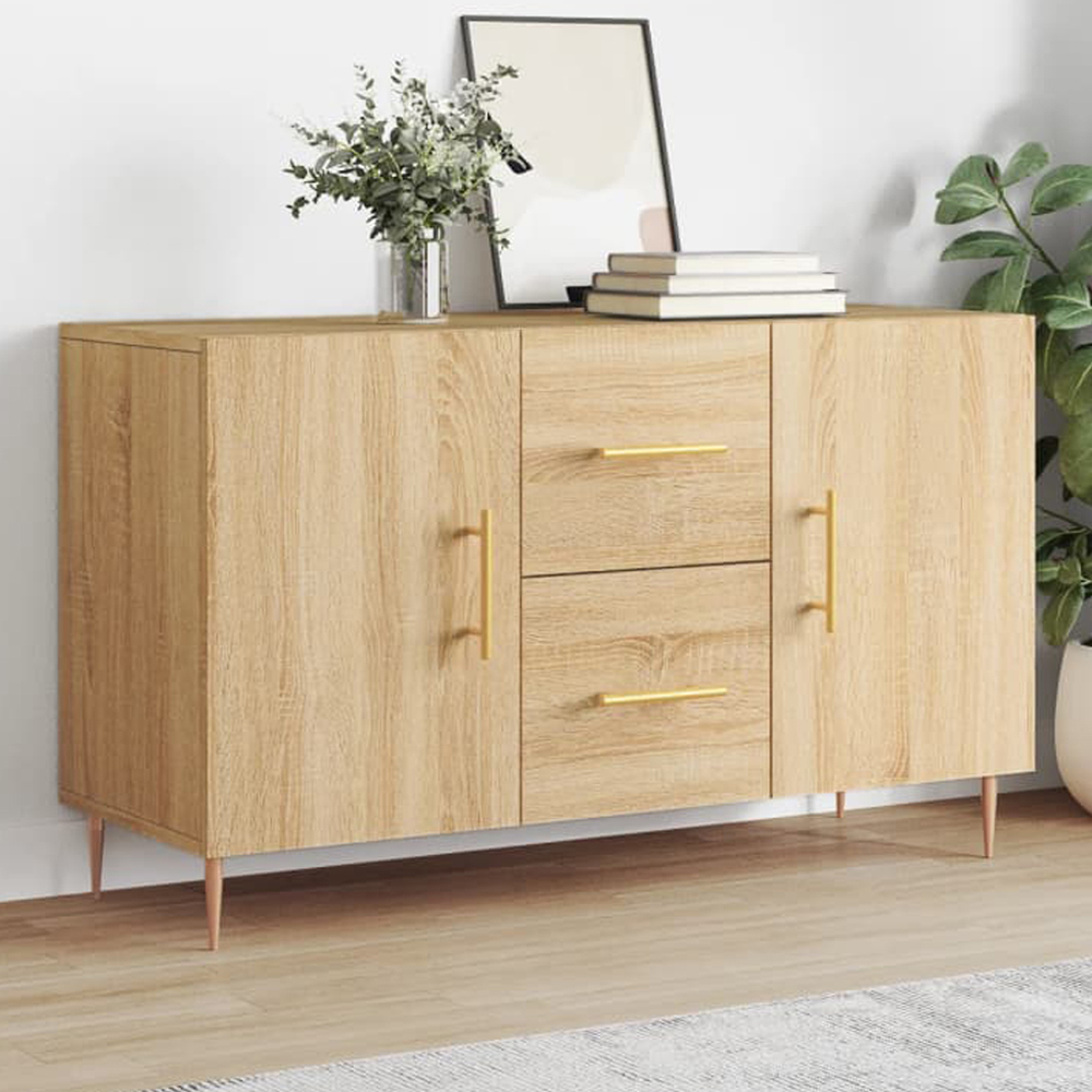 vidaXL 2 Door 2 Drawer Sonoma Oak Sideboard Image 1
