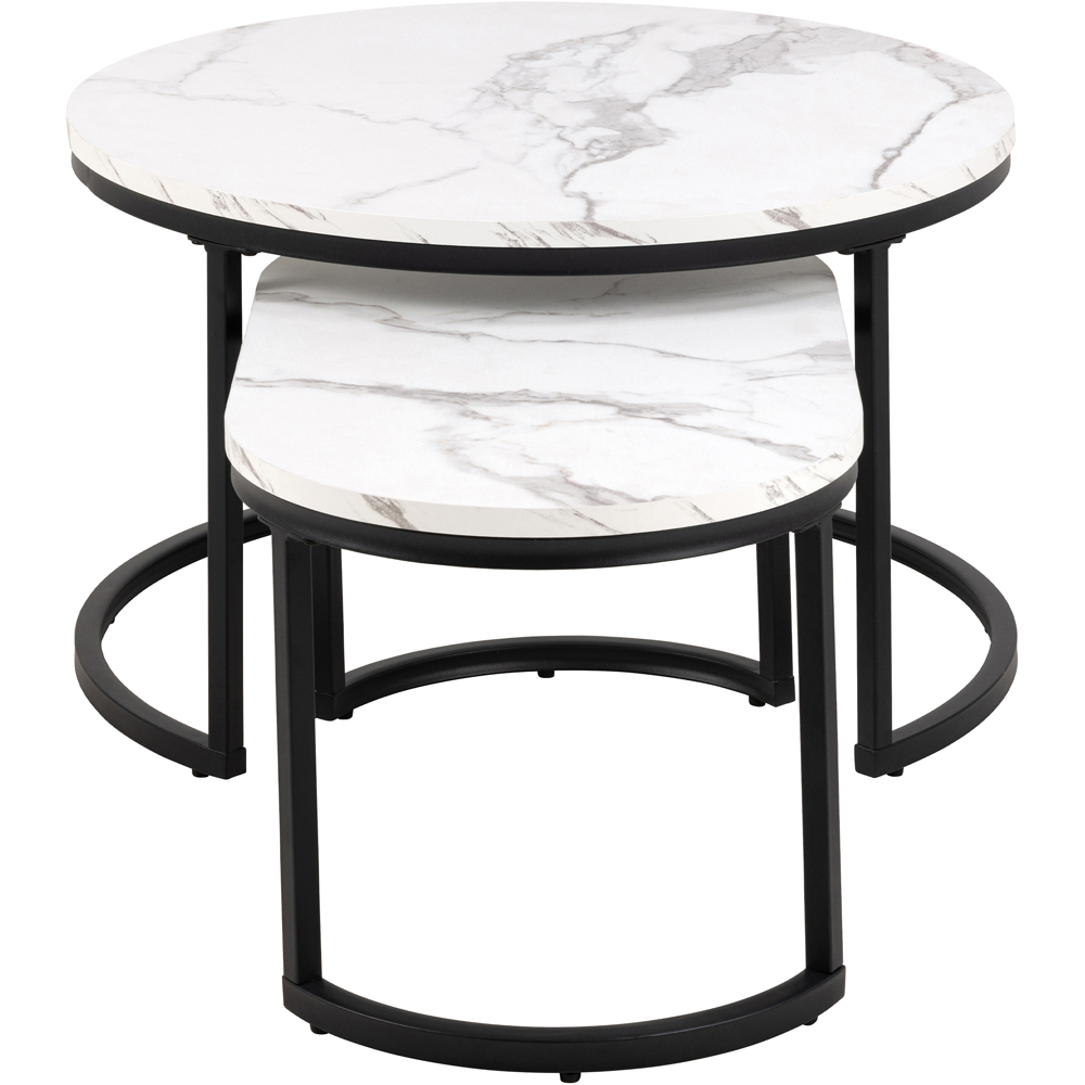 Florence Spiro White Marble Melamine Nest of Tables Set of 2 Image 4