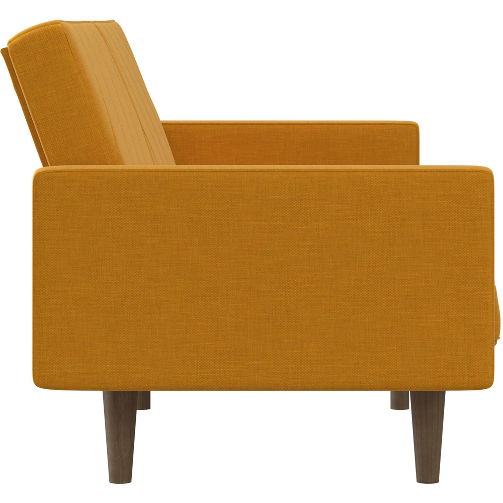 Dorel Paxson 3 Seater Linen Mustard Sofa Bed with Wooden Feet Image 5