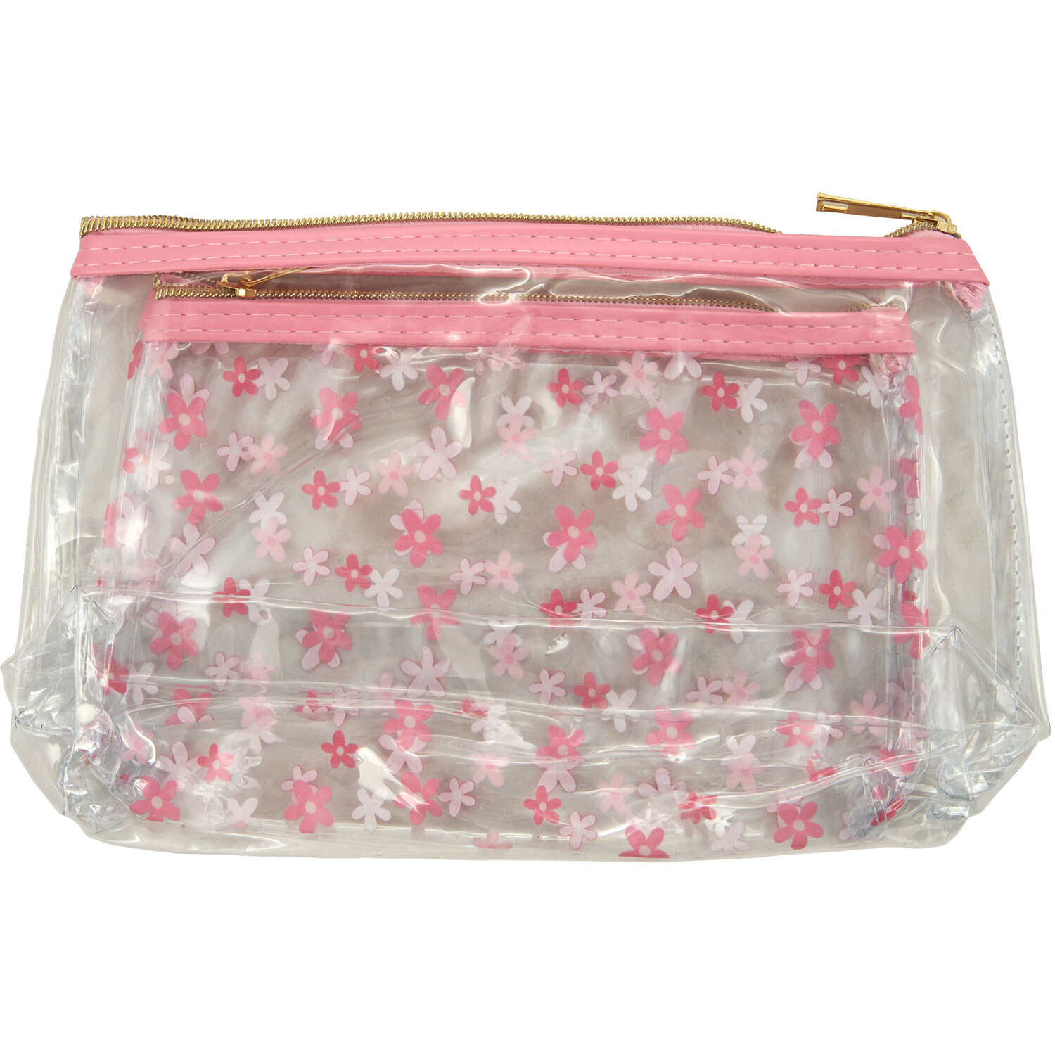 Pink Double Floral Make Up Bag 2 Pack Image 1