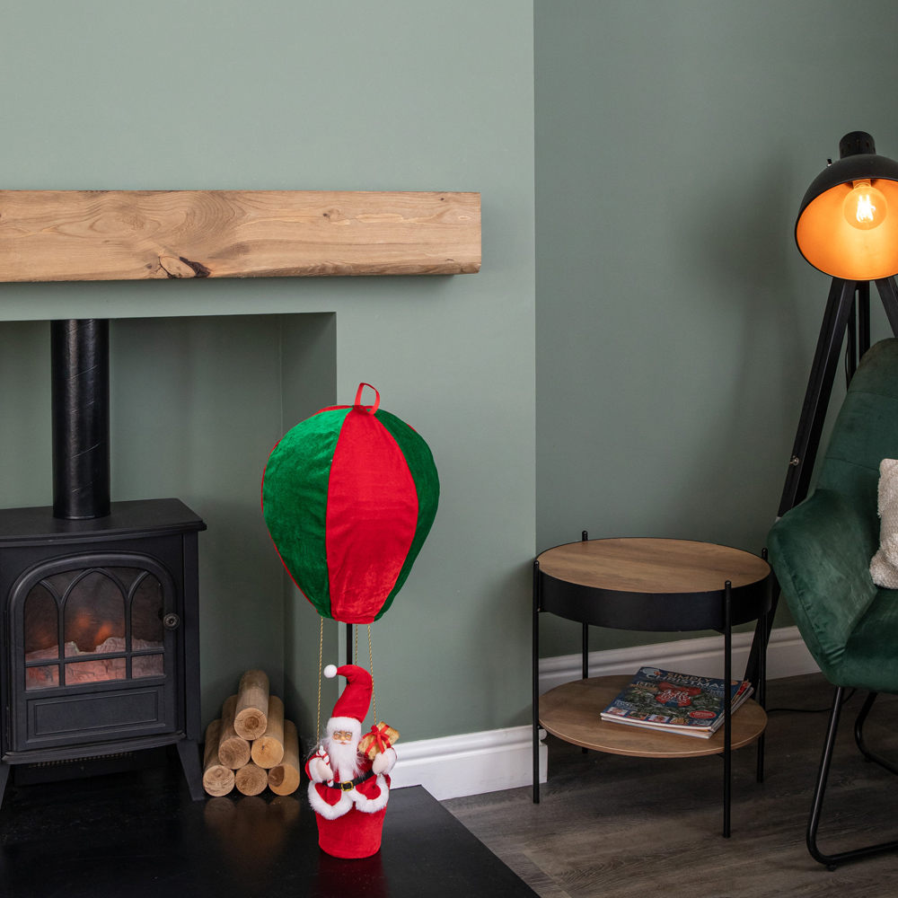 Samuel Alexander Red and Green Santa's Hot Air Balloon Hanging Christmas Decoration 80cm Image 2