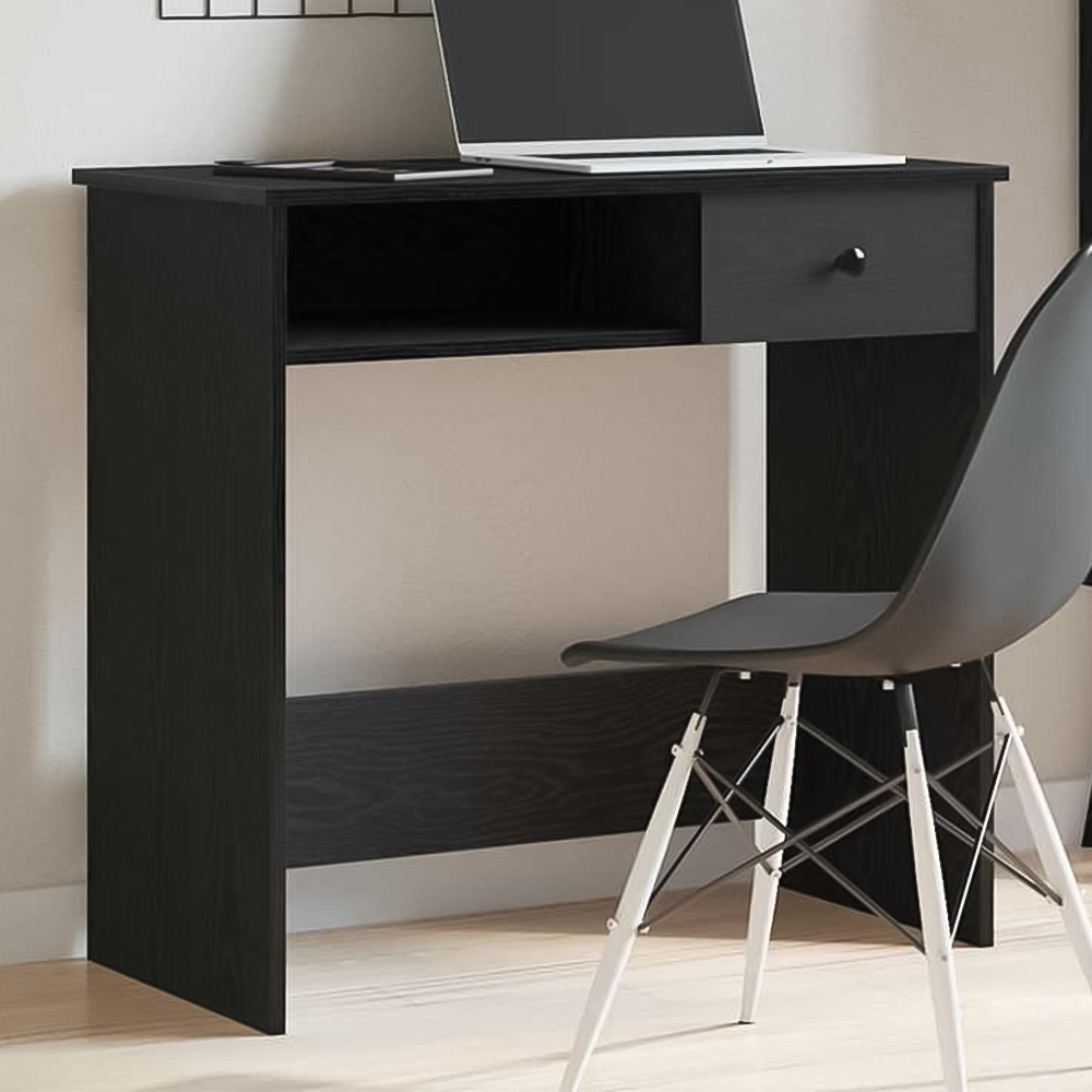 vidaXL Single Drawer Single Shelf Computer Desk Black Image 1