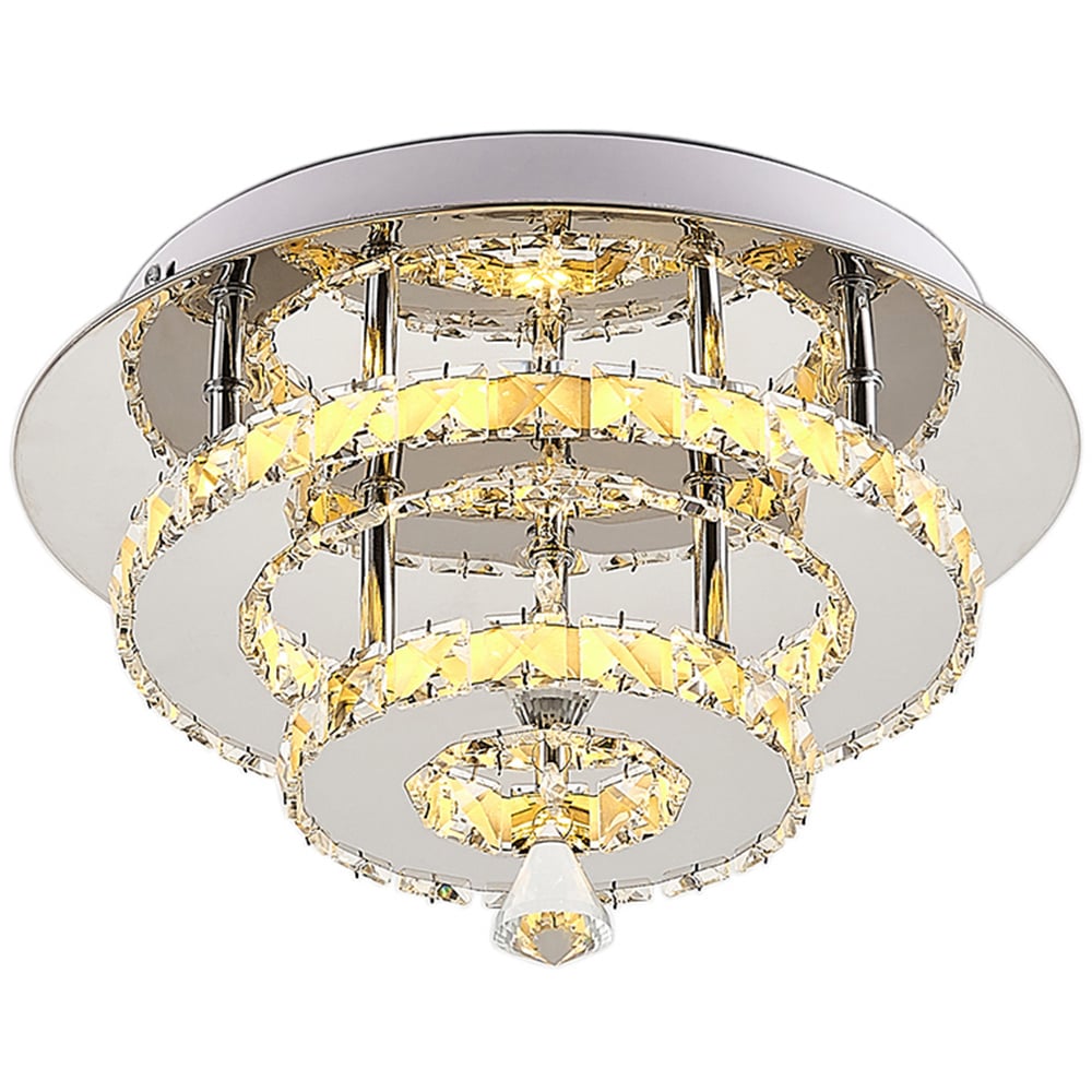 Living and Home 2 Tier Modern Crystal LED Ceiling Light Image 3