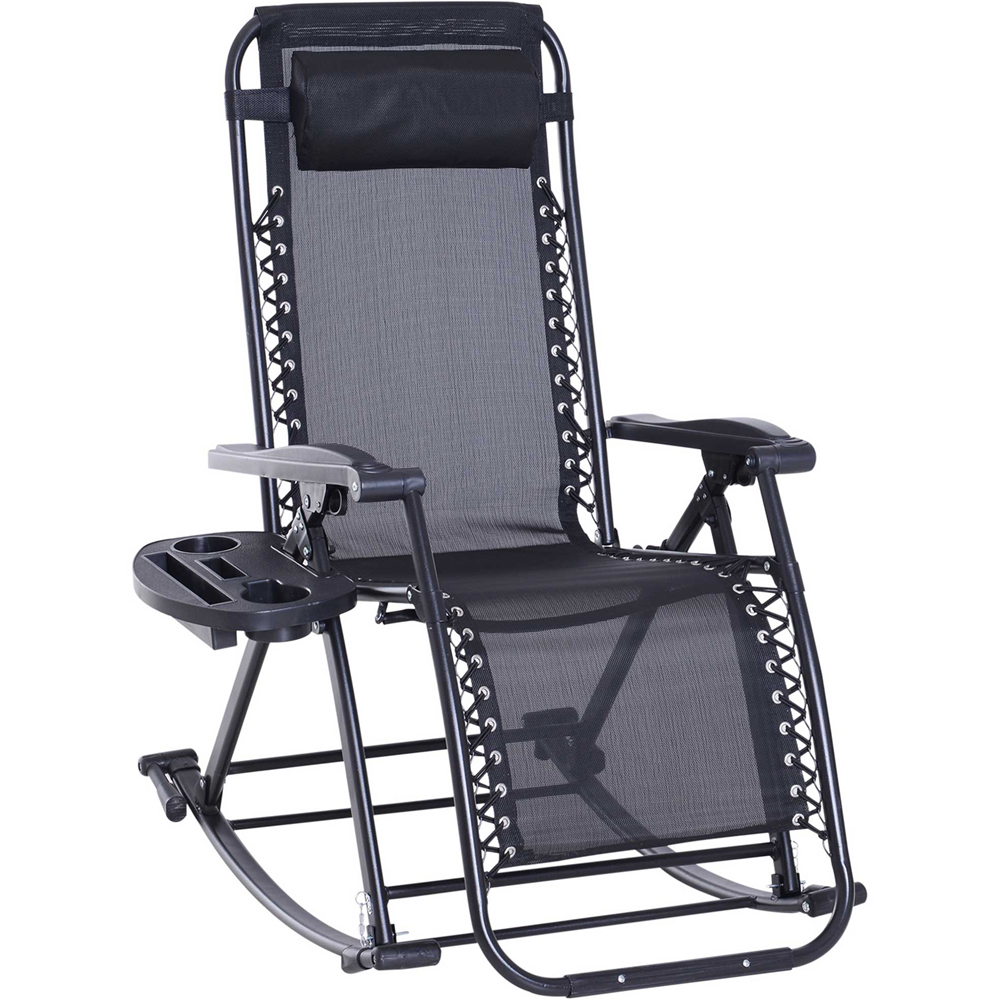 Outsunny Texteline Black Zero Gravity Rocking Recliner Chair Image 2