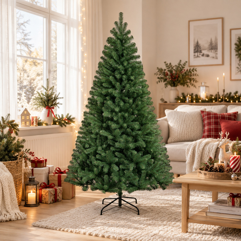 Festive Christmas Green Classic Full Fir Artificial Christmas Tree with Stand 6ft Image 2