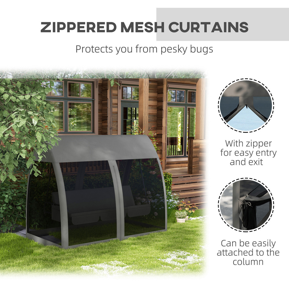 Outsunny 3 Seater Grey Garden Swing Chair with Mesh Canopy Image 5