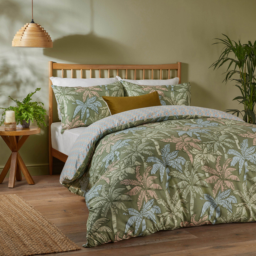 Duvet Day Kentia Double Palm Green Tropical Printed Duvet Set Image 4