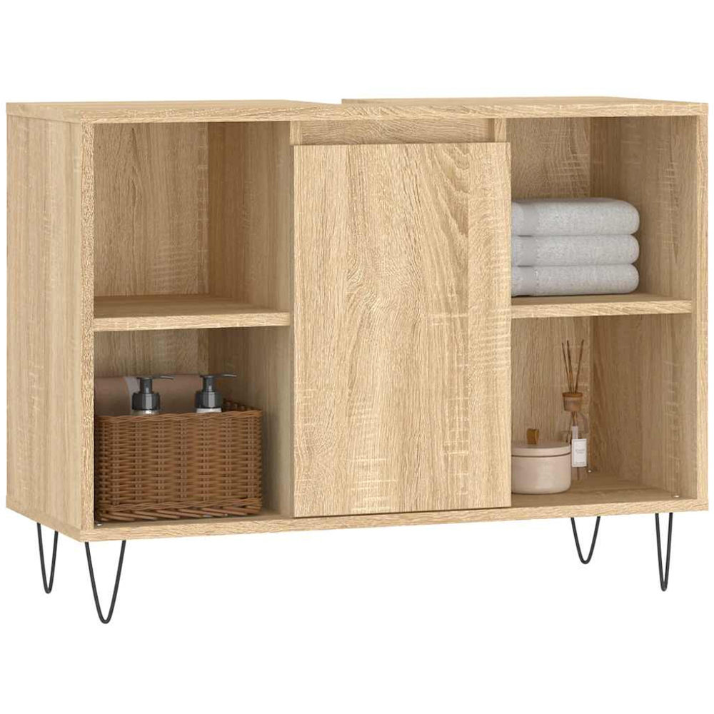 vidaXL Single Door 4 Open Shelf Sonoma Oak Bathroom Cabinet Image 3