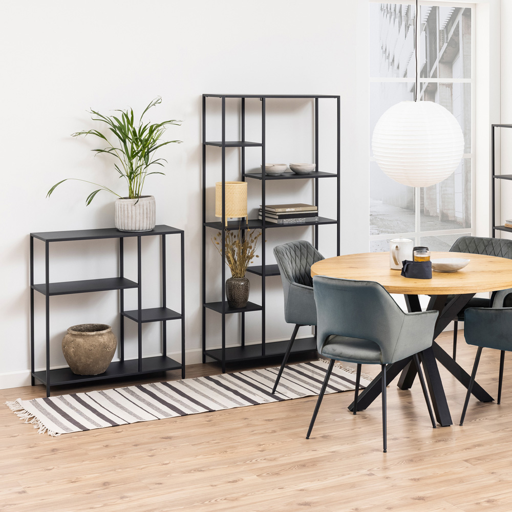 Florence Newcastle 4 Shelf Matt Black Asymmetrical Bookcase Image 8