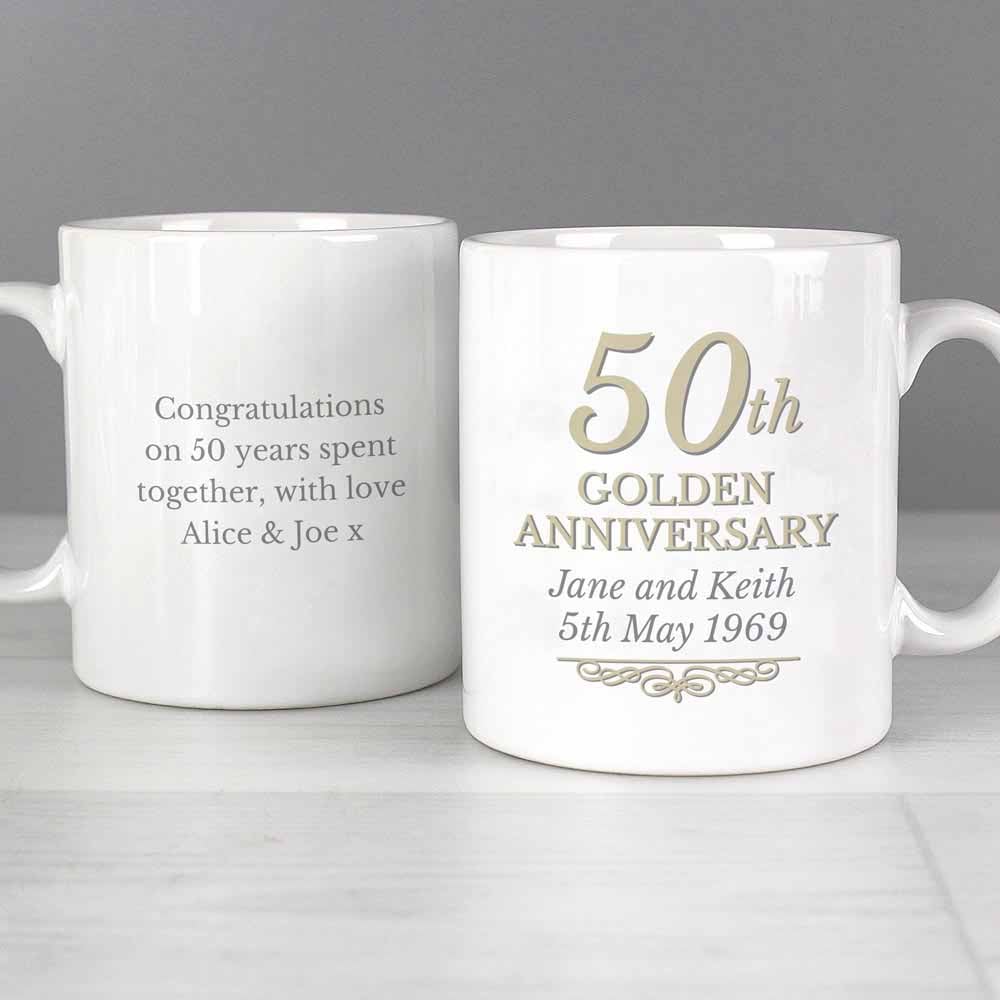 Personalised Memento Personalised 50th Golden Anniversary Mug Set Image 3