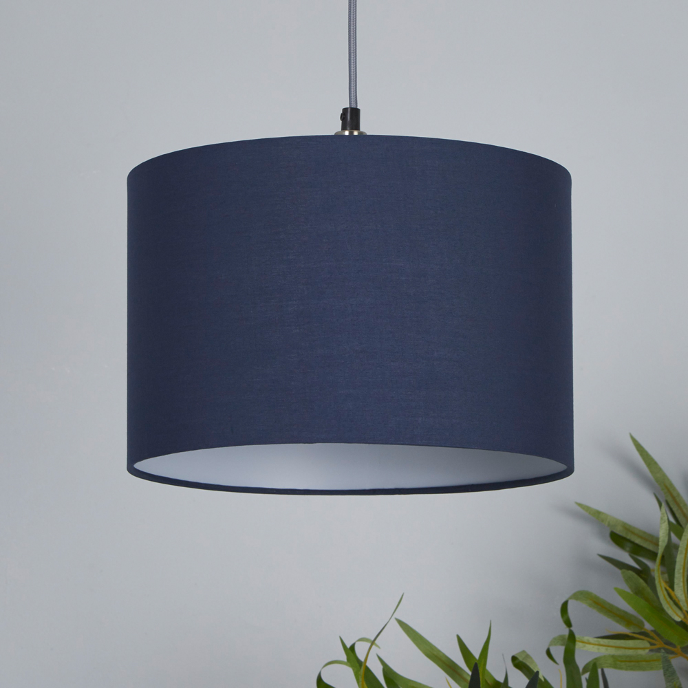 Lighting Collection Yates Navy Drum Lamp Shade 30cm Image 2