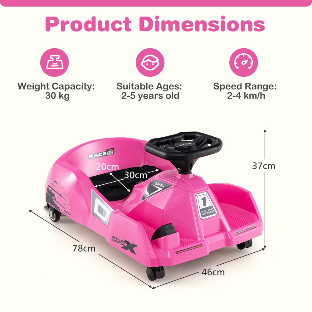 Costway Kids Pink Electric Ride On Cleaning Go Kart Race Car with Detachable Mop 12V Image 8