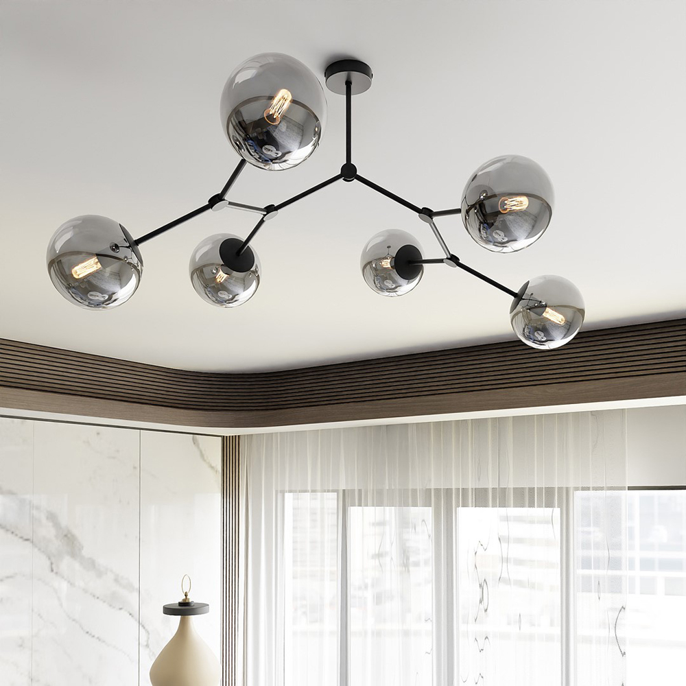 Emibig Space 6 Light Graphite Shade Black E14 Ceiling Light Image 6