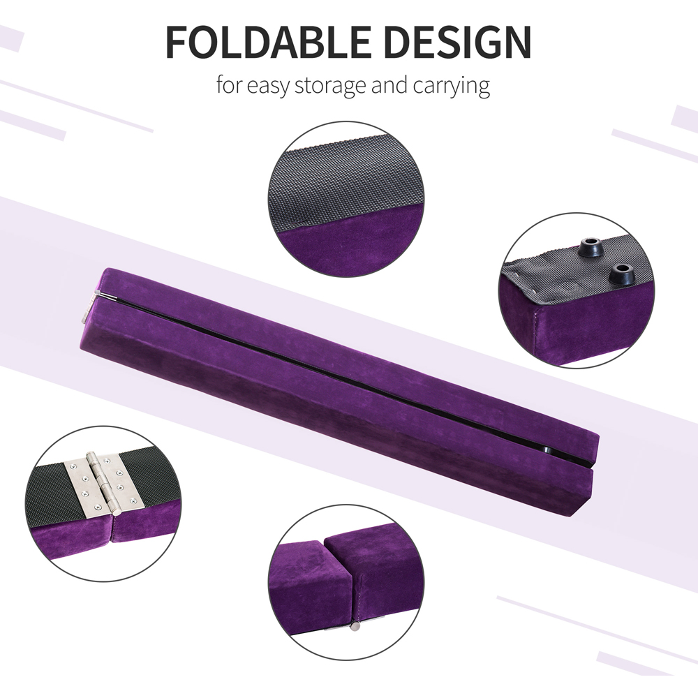 HOMCOM Purple Foldable Gymnastics Balance Beam 210cm Image 5