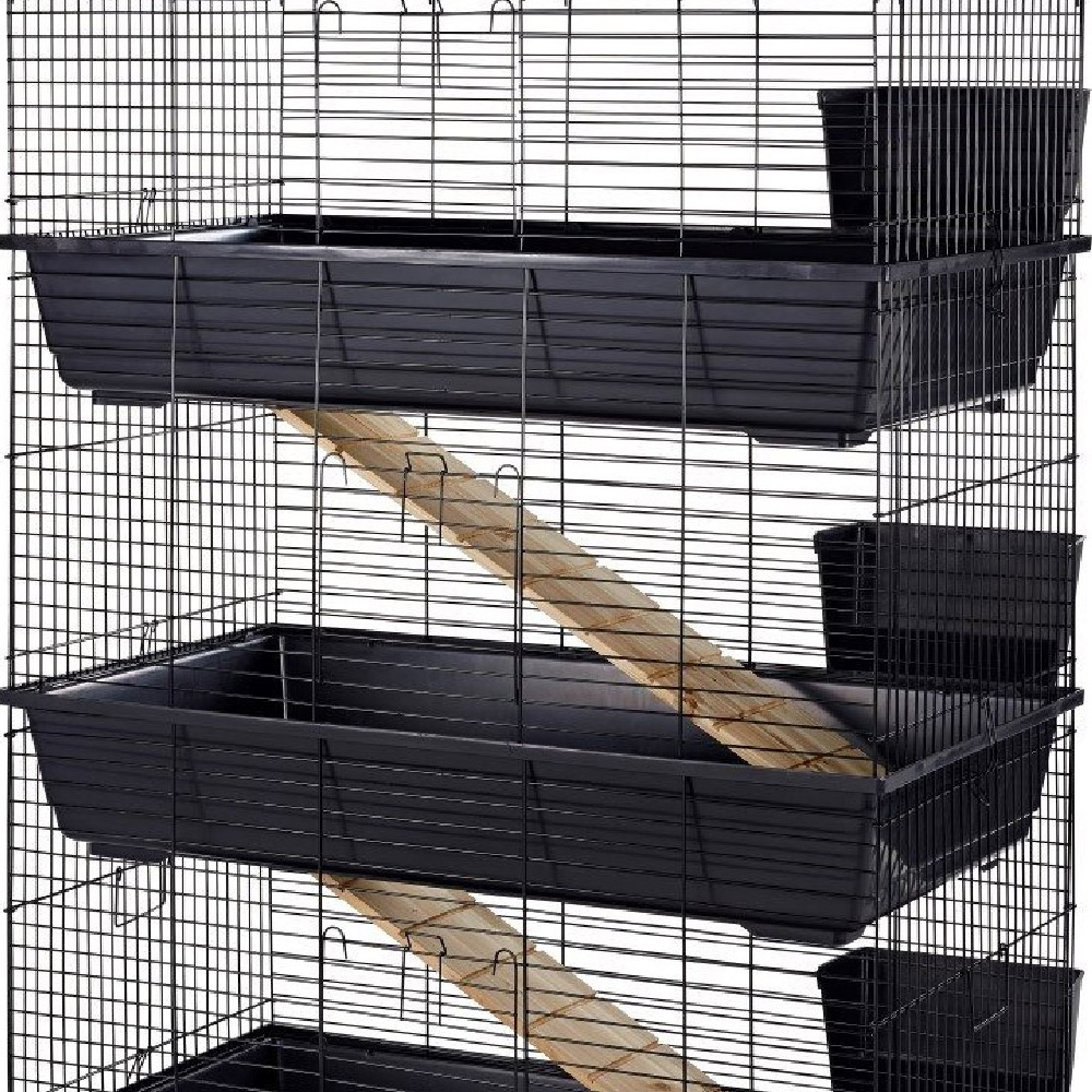 Little Friends Rabbit 3 Tier Black Small Animal Cage Image 3
