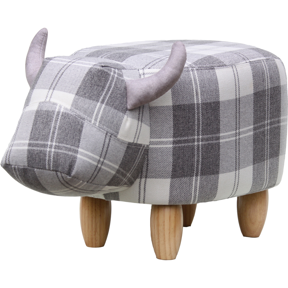 Gardeco Maisie The Grey Tartan Cow Footstool Image 2