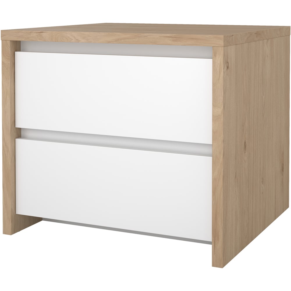 Florence Next 2 Drawer Jackson Hickory White High Gloss Nightstand Image 3