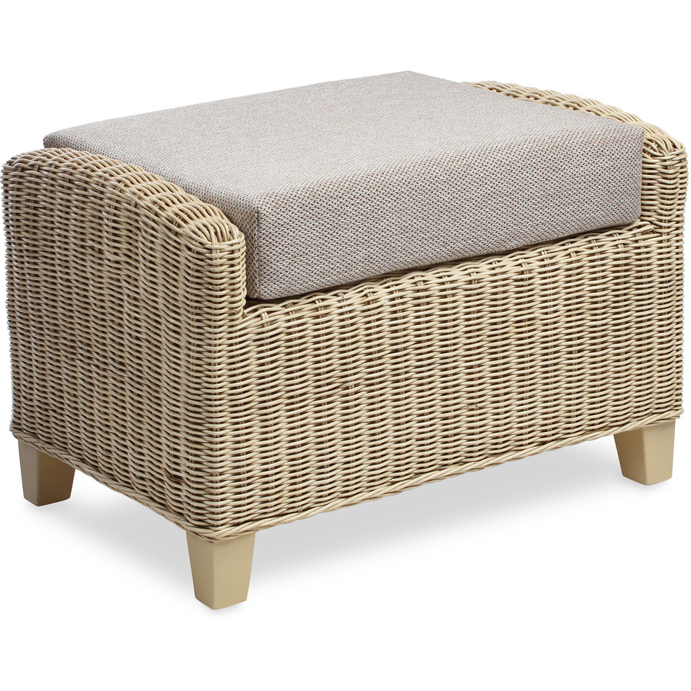 Desser Corsica Natural Rattan Biscuit Fabric Footstool with Storage Compartment Image 2