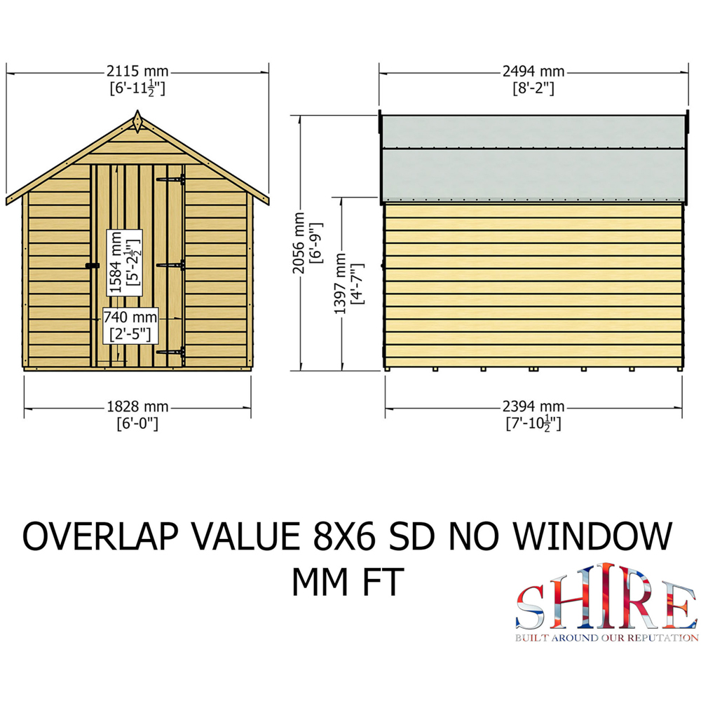 Shire 8 x 6ft Dip Treated Overlap Shed Image 9
