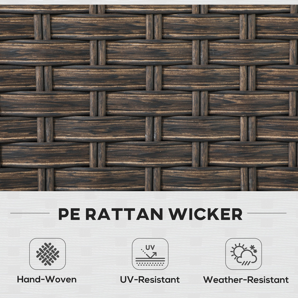 Outsunny 4 Seater Deep Brown Rattan Patio Furniture Set with Gas Fire Pit Table Image 6