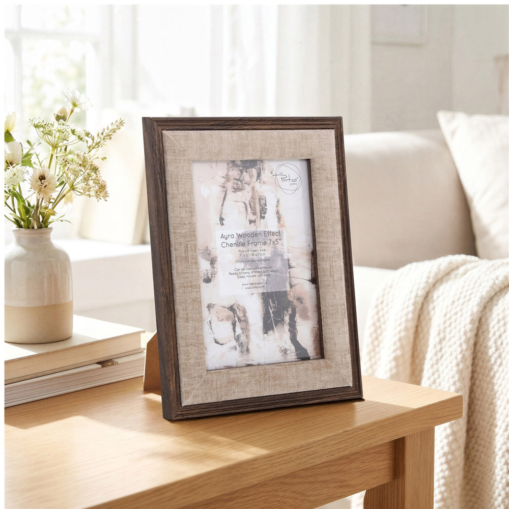 Ayra Wooden Effect Chenille Photo Frame 5 x 7 inch Image 2