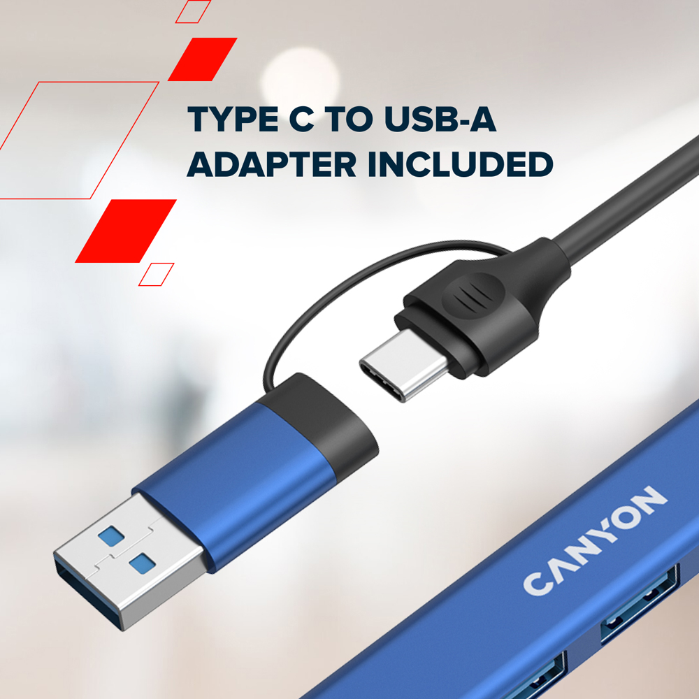 Canyon DS-02 4-in-1 Green USB-C and USB-A Port Hub Image 5