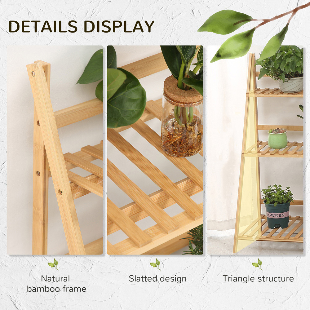 Outsunny 3-Tier Wooden Foldable Plant Stand Image 6
