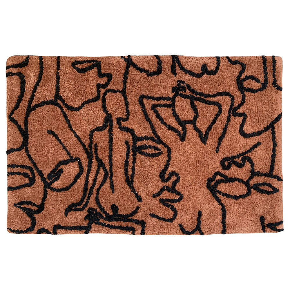 furn. Everybody Cotton Anti-Slip Brown and Black Bath Mat Image 1