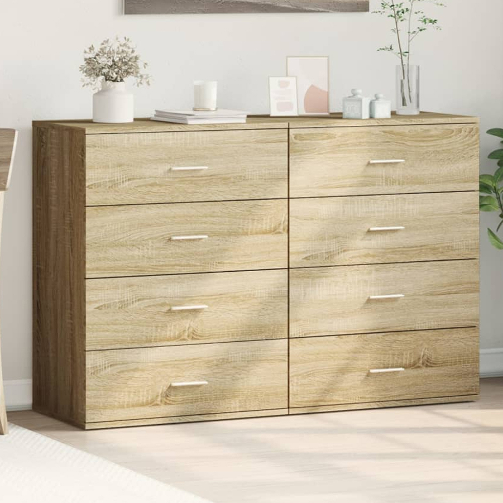 vidaXL 4 Drawer Sonoma Oak Sideboard Set of 2 Image 1