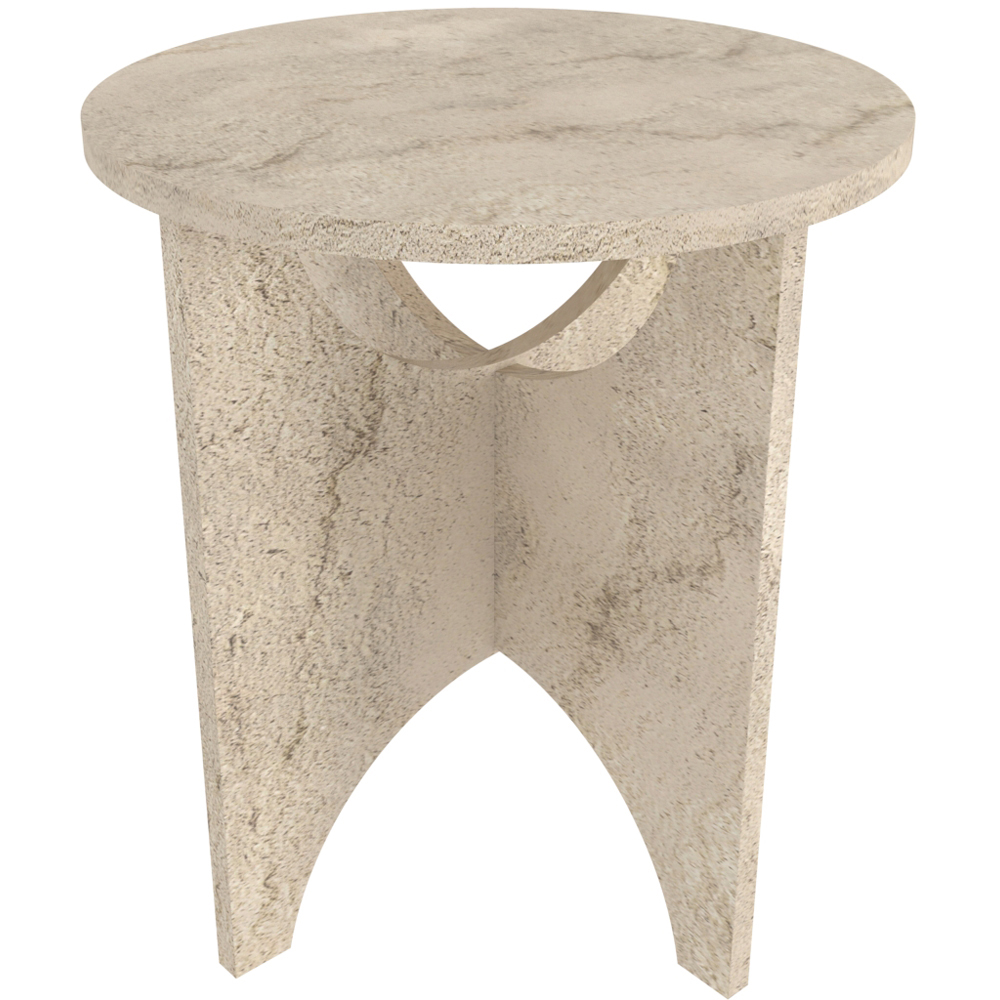 Decorotika Merit Travertine Round Side End Table Image 3