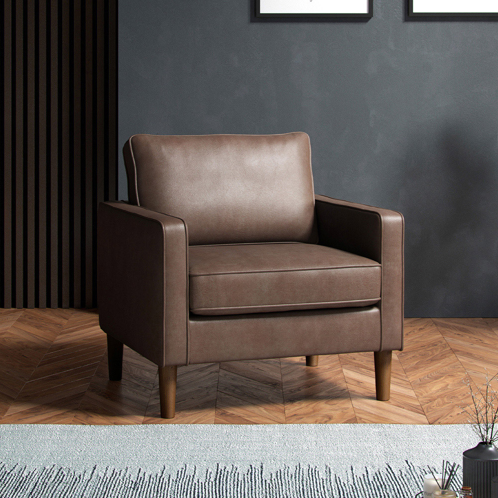 Bexhill 5 Seater Brown Faux Leather Sofa Suite Image 6