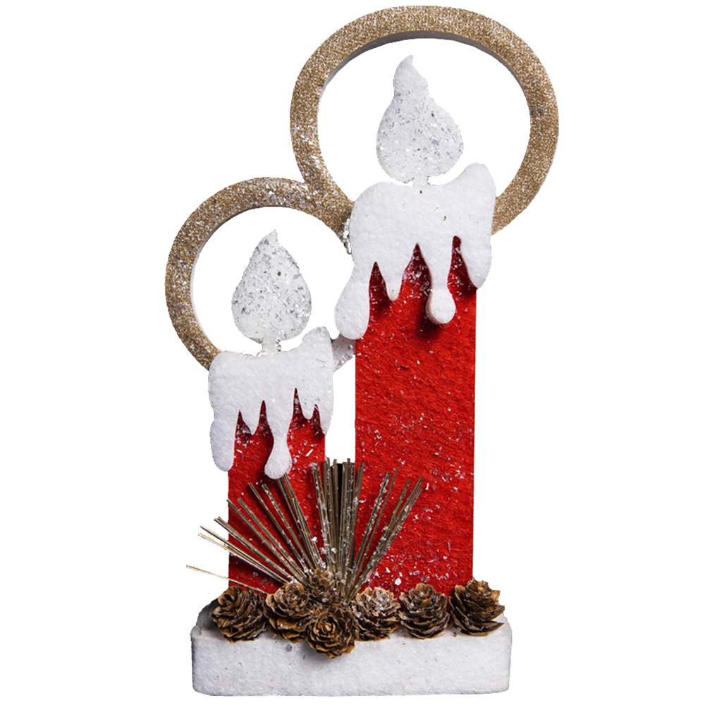 Shatchi Pre Lit Red Foam Twin Christmas Candles Image 1