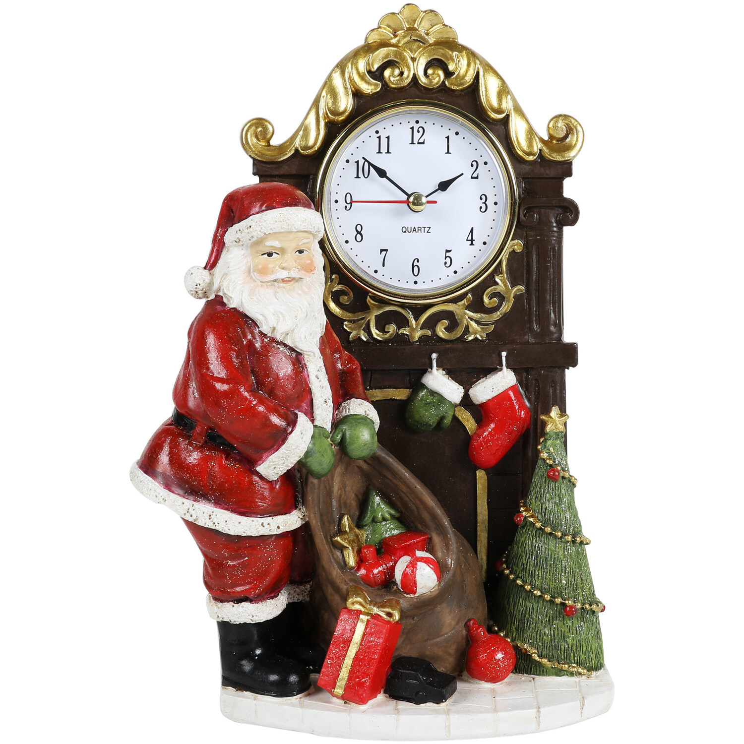 Traditional Santa Clock Ornament Image 1