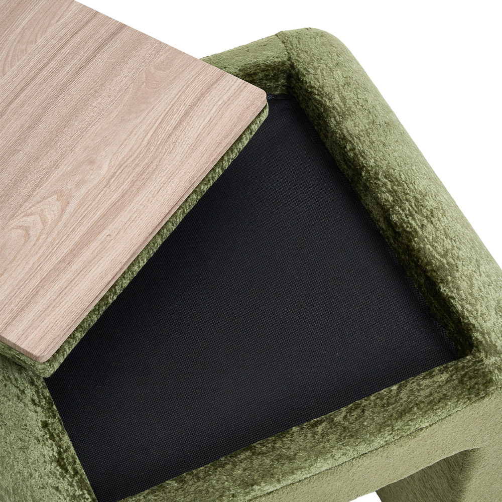 Living and Home Green Sealette U-Shaped Footstool with Reversible Tabletop Image 4