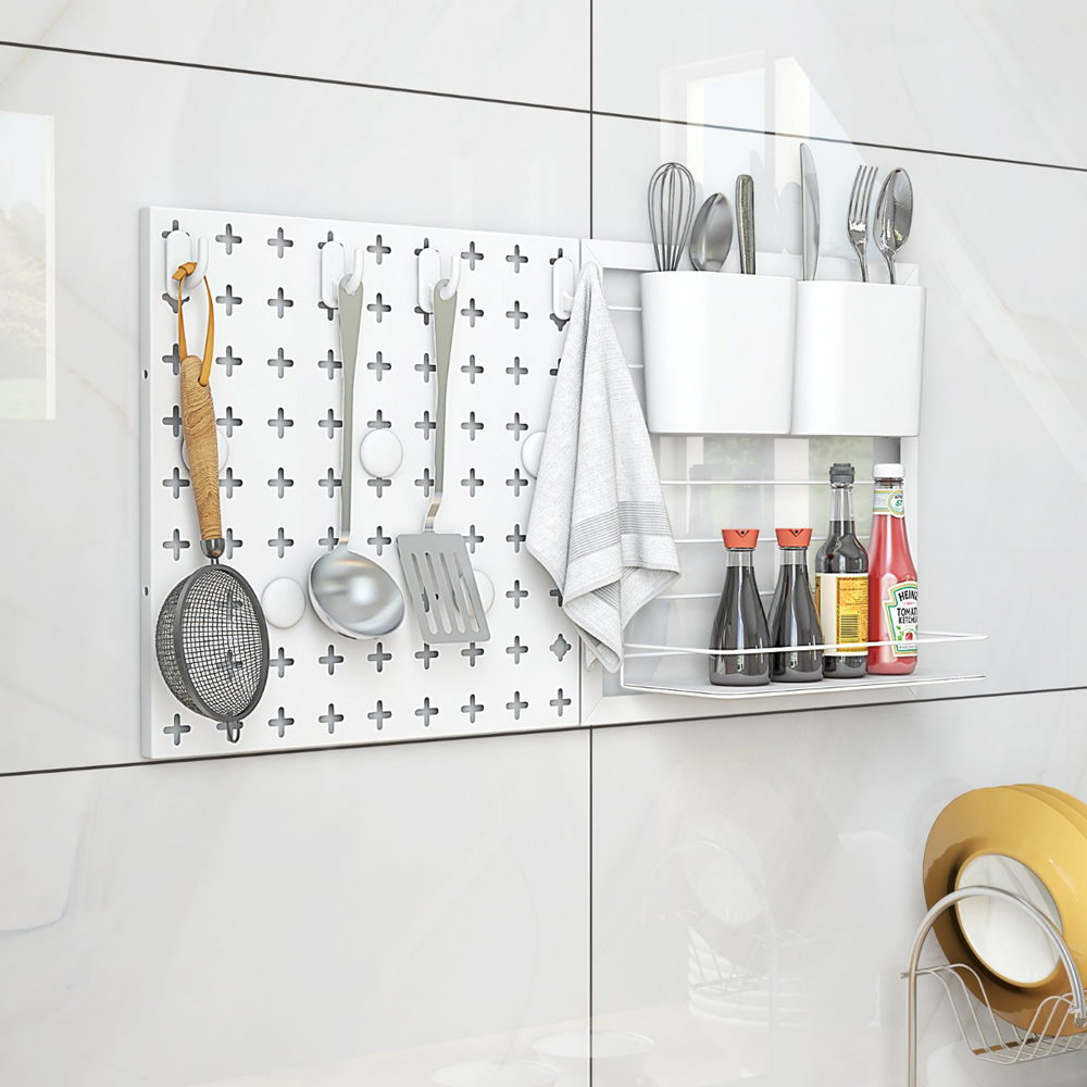 Costway 2 Pegboard Panels and Storage Rack Combination Wall Kit Image 2