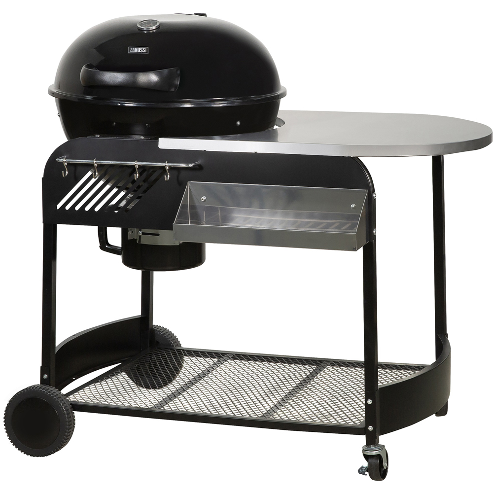 Zanussi Black Charcoal Trolley BBQ with Cover and Storage Shelf Image 2