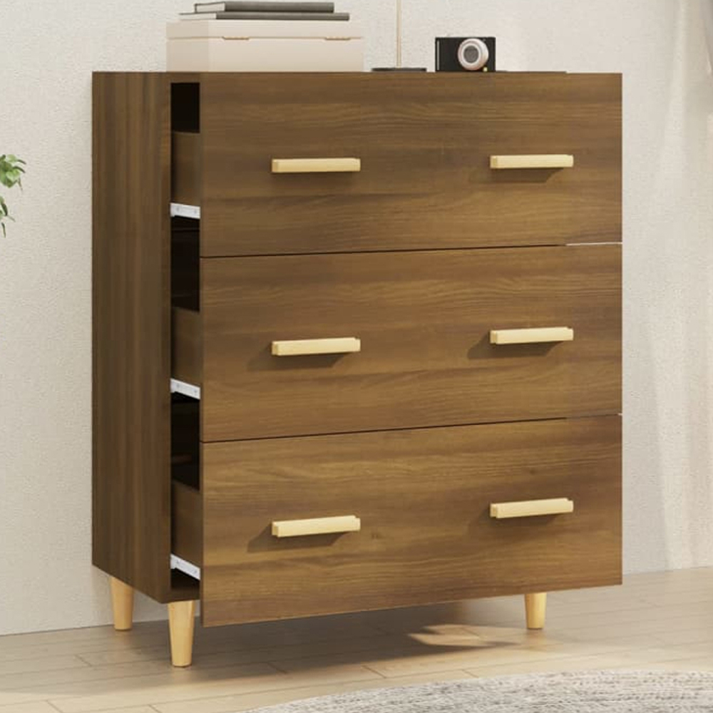 vidaXL 3 Drawer Brown Oak Sideboard Image 1