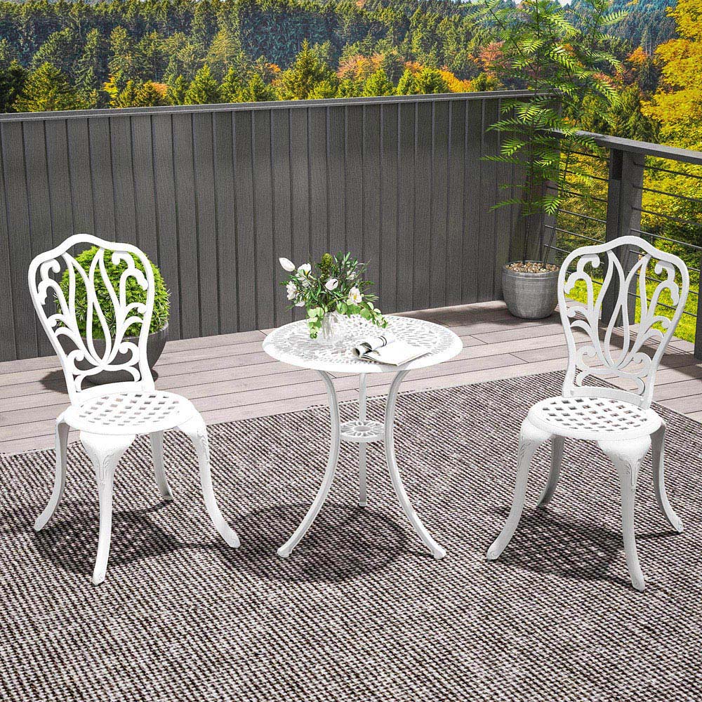 Outsunny 2 Seater Bistro Set with Umbrella Hole White Image 7