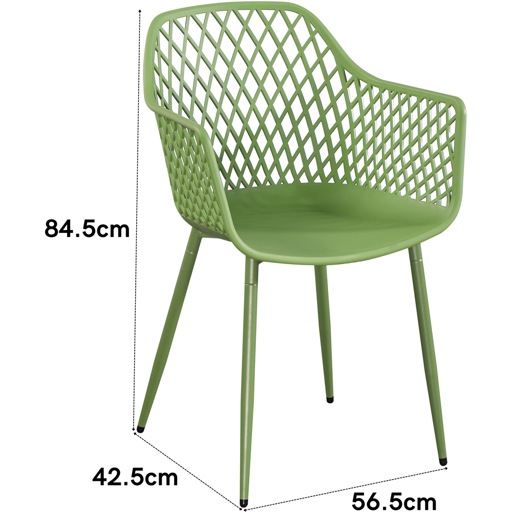 Core Products Set of 2 Moss Green Lattice Back Design Garden Bistro Armchair Image 6