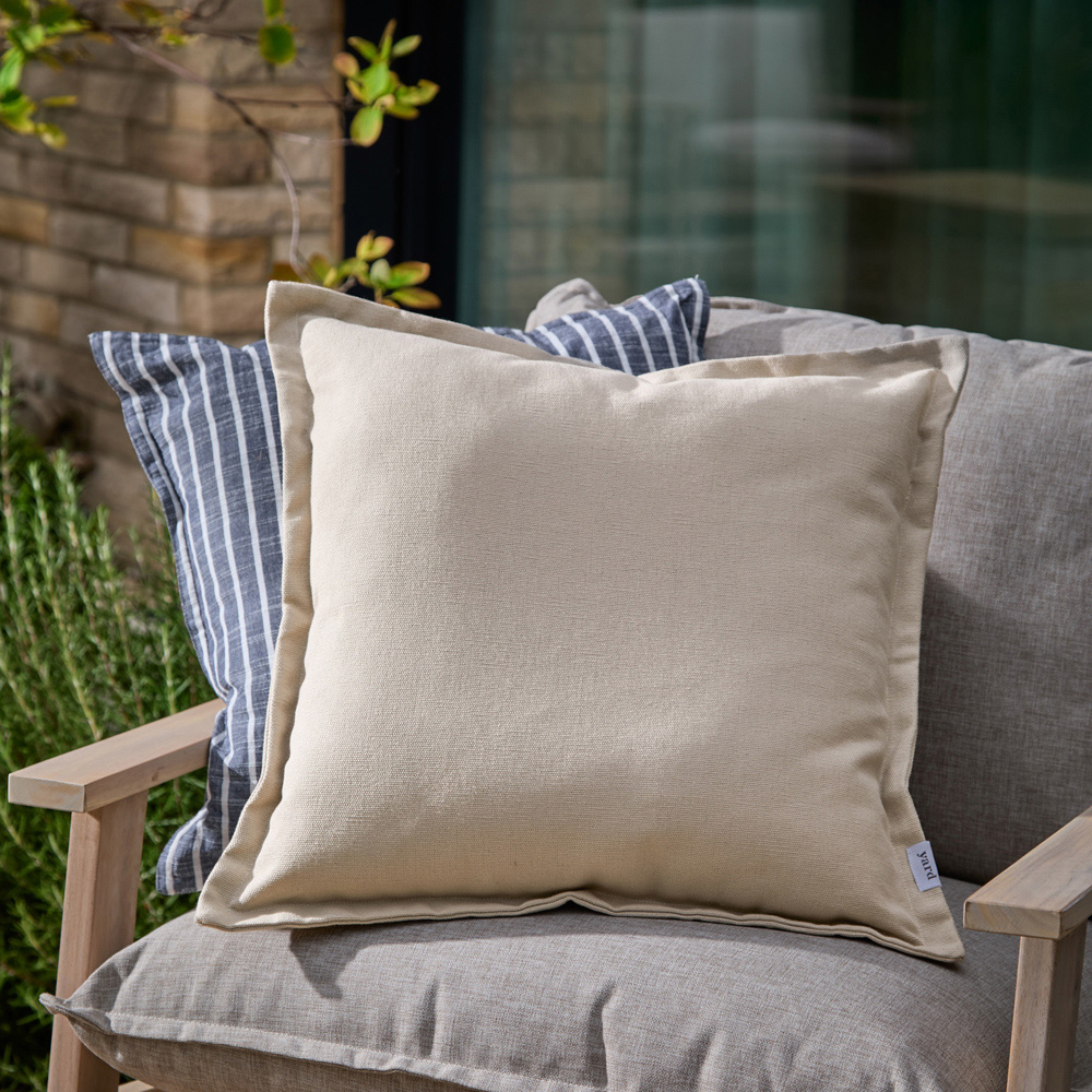 Yard Holmfirth Cream Plain Cotton Canvas Cushion 45 x 45cm Image 2