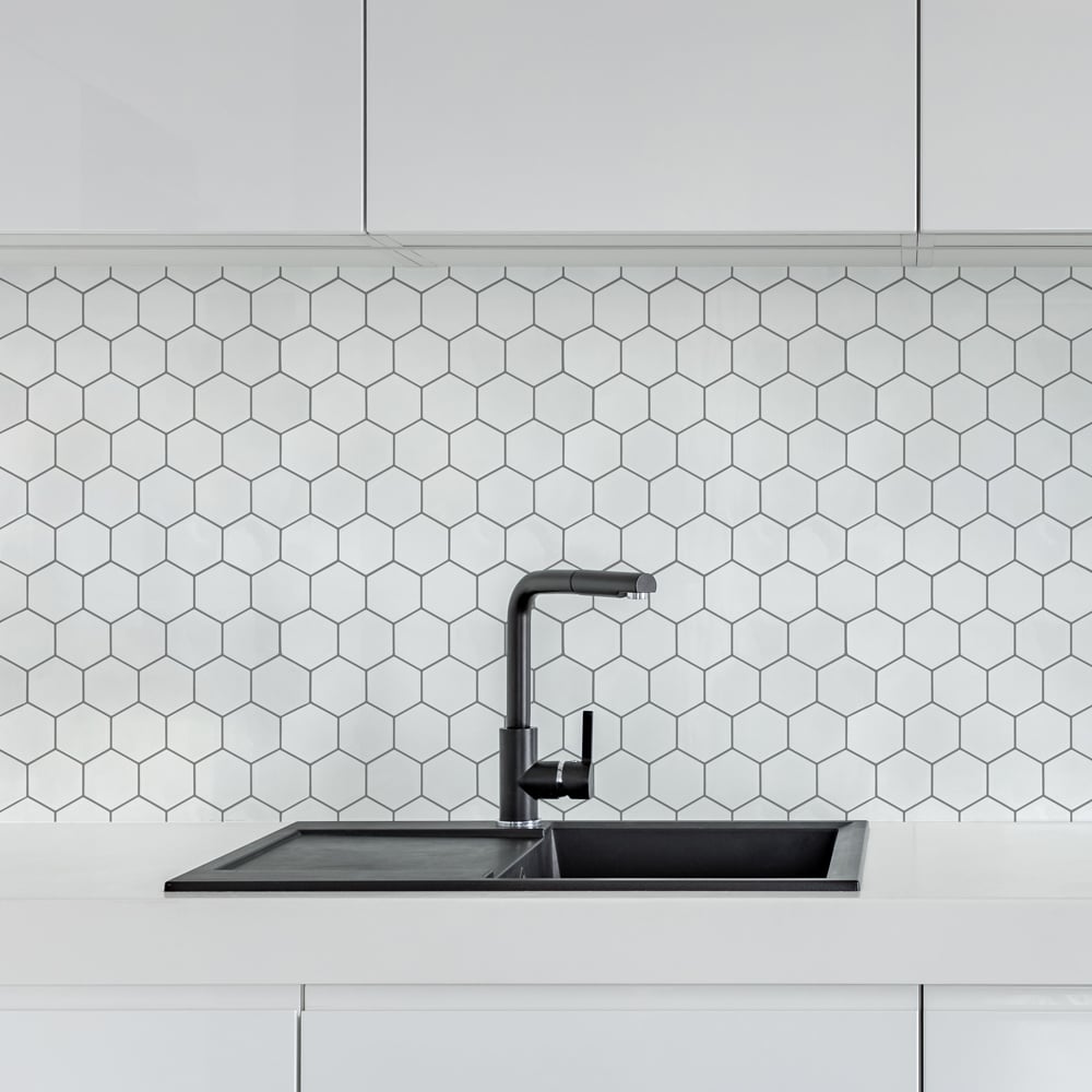 Arthouse ArtiFIX White Hexagon Sticky Back Wall Tile 5 Pack Image 5