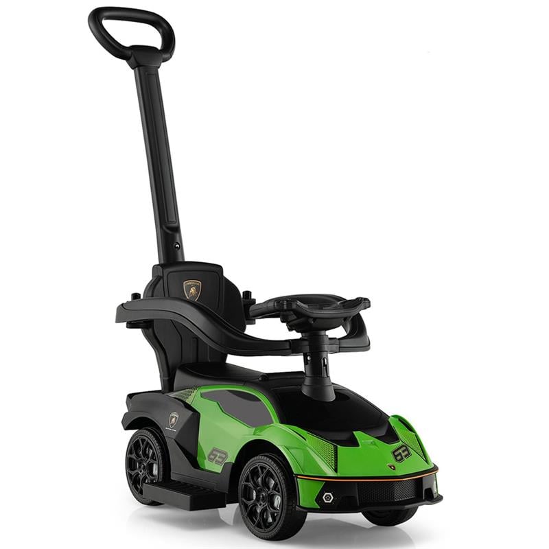 Costway Kids Green Licensed Lamborghini Ride On Push Car with Removable Guardrails and Handle Image 4