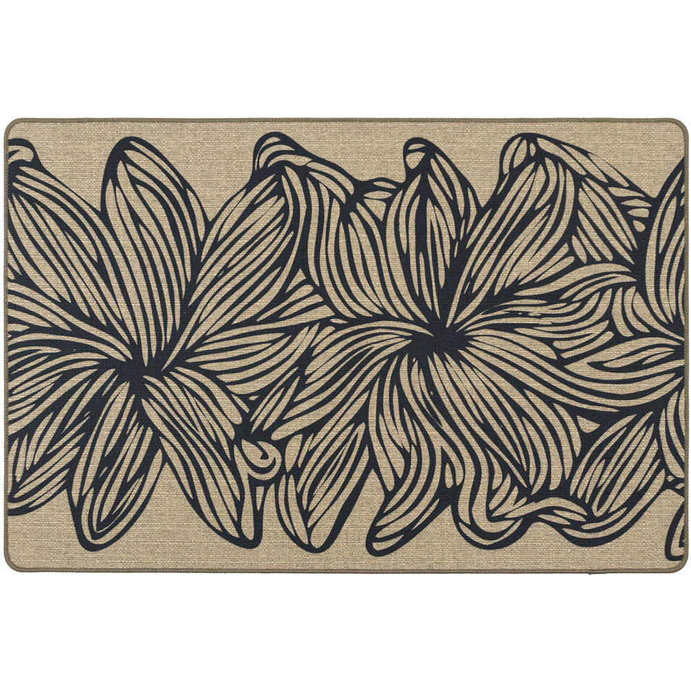 JVL Elegance Flower Rubber Backed Door Mat and Runner Set Image 4