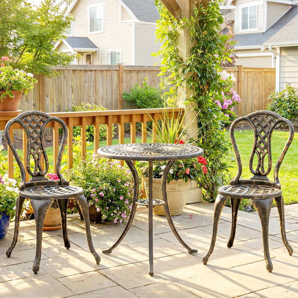 Outsunny 2 Seater Aluminium Brown Garden Bistro Set Image 2