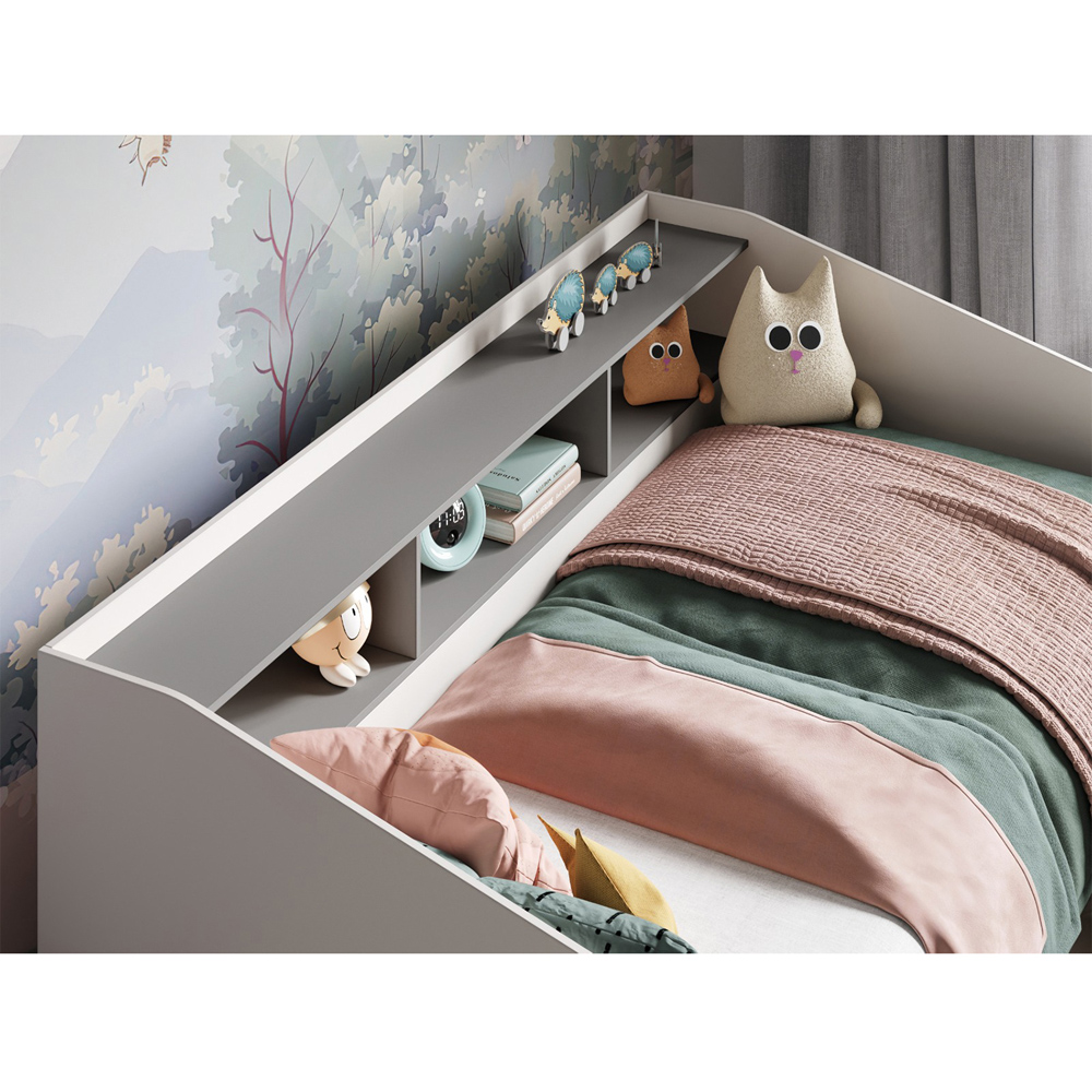 Flair Leni White and Grey 2 Drawer 3 Shelves Day Bed Image 3