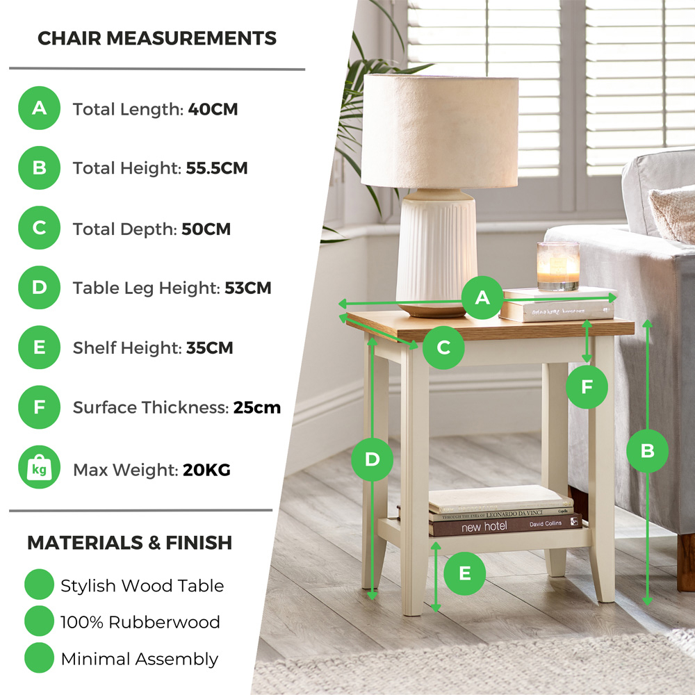Furniturebox Isolde Wooden Cream and Oak Veneer Side Table Image 7