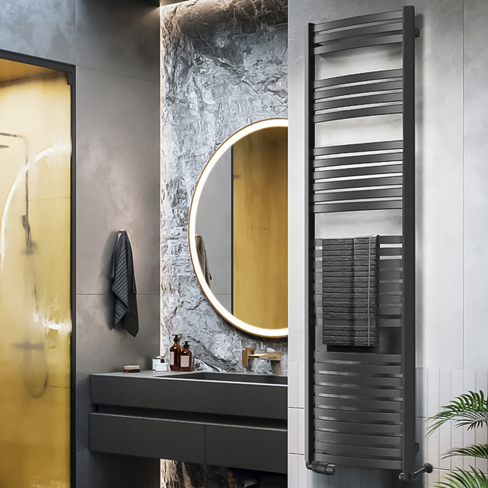 Terma Dexter 2598 BTU Matt Black Electric Heated Towel Rail 1760 x 500mm Image 6